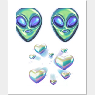 aliens and hearts Posters and Art